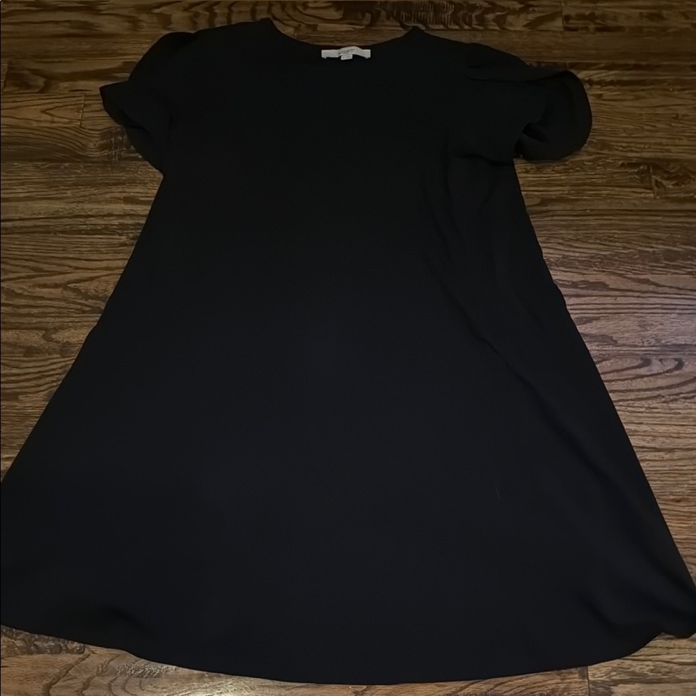 LOFT Black Puff Sleeve A-Line Mini Dress